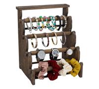 FINGERINSPIRE 5 Tier Wooden Bracelet Holder, Coffee Color Necklace Display Storage Jewelry Stand Display Organizer for Selling Jewelry Bangle Watch Store Showcase Home Storage Display