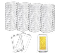 FINGERINSPIRE 50Pcs Acrylic Silver Bar Case with Lids, Rectangle Clear Bullion Storage Box Plastic Capsule Storage Container Fit for 1 Ounce Silver Bar(2.05x1.05cm/0.81x0.41inch Inner Diameter)