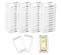 FINGERINSPIRE 50PCS Acrylic Silver Bar Holder 3x1.5cm Inner Diameter Plastic Clear Rectangle Acrylic Box Transparent Silver Bar Storage Container Protective Coin Holder Container for Collection