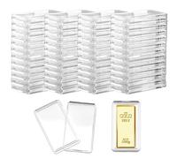 FINGERINSPIRE 50PCS Acrylic Silver Bar Holder 4x2cm Inner Diameter Plastic Clear Rectangle Acrylic Box Transparent Silver Bar Storage Container Protective Coin Holder Container for Collection