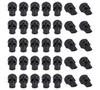FINGERINSPIRE 50PCS Miniature Skull Halloween Decorations 14.5x26x16.5mm Plastic Black Halloween Skull Mini Display Decorations without Hole for DIY Crafts Handwork Home Festival Decoration