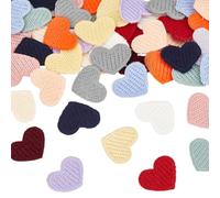 FINGERINSPIRE 52Pcs 13 Colors Heart Crochet Cloth Appliques 28x34mm Sew on Heart Shape Patches Applique Heart Shaped Cloth Crochet Patches Assorted Colors Heart Handmade Cloth Patch Ornament