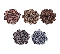 FINGERINSPIRE 5Pcs Leopard Rose Flower Brooch Pin for Women 9x10.7cm 5 Colors Elegant Handmade Flower Pins Rose Brooch Fabric Floral Brooches for Wedding Party Clothes Accessories Jewelry Gifts