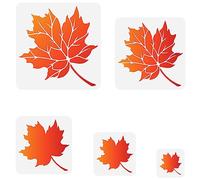FINGERINSPIRE 5PCS Maple Leaf Stencils (10/15/20/25/30cm) Square Leaves Painting Stencil Autumn Plants Stencil Plastic PET Drawing Template for Home School Office Wall Furniture Door Floor Decoration