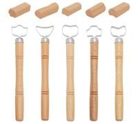 FINGERINSPIRE 5PCS Sculpture Scraper Clay Extruder Tool Pottery Cup Handle Shape Tool Pottery Carving Tool for Ceramic Mugs Coffee Cups Wood Handle Sculpture Scraper DIY Crafts Clay Craft Tools Sets