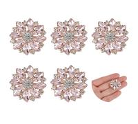 FINGERINSPIRE 6 Pcs Flower Alloy Rhinestone Shank Buttons 27.5mm Light Peach Crystal Rhinestone Buttons with 1-Hole Crystal Sew On Buttons Flat Back for Wedding Party Dress Clothing DIY Decorate