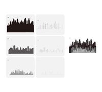 FINGERINSPIRE 6 Pcs Layered City Skyline Stencil 29.7x21cm Reusable City Buildings Pattern Stencil Morden Buildings Drawing Template City Theme Stencil for Painting on Wood Wall Fabric Furniture