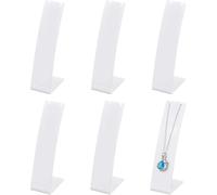 FINGERINSPIRE 6 Pcs Plastic Necklace Stand 4.3 Inch Height Earring Stand, White L-Shape Pendant Display Stand, Mini Jewelry Holder, Jewelry Showcase for Marketing Jewelry Dangling Slant Back Display