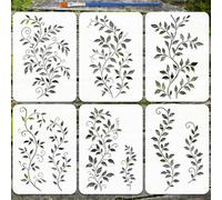 FINGERINSPIRE 6 PCS Vine Stencils with Brush 21x29.7cm Ivy Vines Stencil Vine Leaves Stencils Thickened PET Plastic Stencil for Painting on Wood Wall Furniture DIY Home Decoration