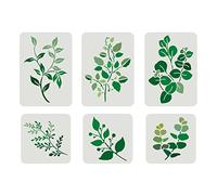 FINGERINSPIRE 6 pcs Watercolor Leaves Painting Stencil 2 Size Reusable Leaves Drawing Template Ivy Decoration Stencil Leaf Plants Template for Painting on Wall, Wood, Furniture, Fabric and Paper