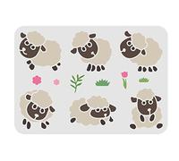 FINGERINSPIRE 6 Poses Sheep Stencils for Painting 29.7x21cm Large Reusable Farm Sheep Stencil Templates Cute Lamb Stencil with Flower and Grass, Animal Drawing Stencils for Wood Signs, Furniture