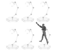 FINGERINSPIRE 6 Sets Action Figure Stands Clear Action Figure Display Holder with Hexagon Base Assembly Plastic Model Support Stand Doll Model Support Stand for 1/144 HG/RG Figures Models