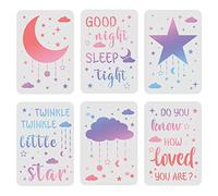FINGERINSPIRE 6 x Moon and Star Stencils, Clouds Stencil, 75.7 x 21 cm, Reusable Star Pattern, Baby Room Good Night for Painting on Wood, Wall, Floor and Tiles