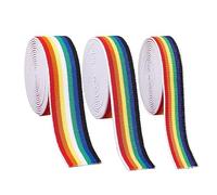 FINGERINSPIRE 6 Yards Rainbow Color Nylon Elastic Ribbon 20/25/38mm Wide Sewing Elastic Ribbon Trim Flat with Stripe Pattern Colored Striped Elastic Ribbon for Waistband Wig Bands Sewing Accessories