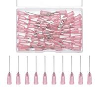 FINGERINSPIRE 60 Pcs 20G Blunt Tip Dispensing Needle with Luer Lock 42.5mm Long Pink Plastic Fluid Precision Blunt Needle Dispense Tips with 201 Stainless Steel Pin for Refilling Liquid Inks Glue