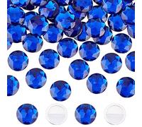 FINGERINSPIRE 60Pcs 20mm Flat Back Round Acrylic Rhinestone Blue Self-Adhesive Round Jewels Large Plastic Gems Embelishments Stick On Jewels Crystal Circle Gems for Costume Making Cosplay Crafts