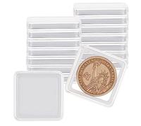 FINGERINSPIRE 60pcs 30mm Coin Capsules 5 Sizes 17/20/25/27/30mm White Protect Gasket Coin Holder Case Square Coins Collector Storage Box Protector Capsules for Coin Collection Supplies