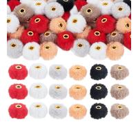 FINGERINSPIRE 60Pcs 6 Colors Mixed Super Soft Fluffy Faux Fur Pom Poms Beads with Alloy Core 14x12.5mm DIY Fluffy Pom Pom Fluffy DIY Knitting Hat Pompoms Beads for Shoes Scarves Gloves Bags