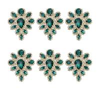 FINGERINSPIRE 6PCS 45x57mm Teardrop Rhinestone Applique Patches with Emerald Crystal Rhinestones Golden Alloy Patches for DIY Fashion Bridal Accessories Embellishment Applique for Decoration