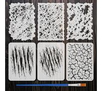 FINGERINSPIRE 6PCS Abstract Spray-Painted Patterns Stencils with Paint Brush 8.3x11.7inch Reusable Abstract Graffiti Pattern Stencil for Painting on Wood Wall Furniture DIY Home Decoration