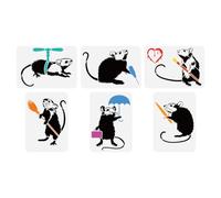 FINGERINSPIRE 6PCS Banksy Rat Painting Stencil, 8.3x11.7 Inch Reusable Mouse Pattern Templates for DIY Crafts on Wood, Wall, Canvas, Fabric & Furniture - Banksy Love Rat Theme