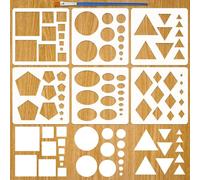 FINGERINSPIRE 6PCS Basic Geometric Stencils with a Brush 20x20cm Square Circle Stencils Reusable Oval Triangle Stencil Template for Fall Home Signs DIY Crafts Fabric Furniture