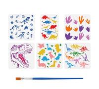 FINGERINSPIRE 6Pcs Dinosaur Painting Template with Brush 30x30cm Dinosaur Claw Prints Template Tyrannosaurus Rex Stencil Various Dinosaur Painting Stencils Reusable DIY Art Craft Stencil