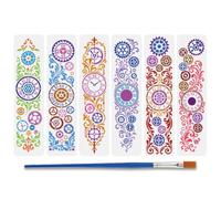FINGERINSPIRE 6PCS Gear Frame Stencils with A Paint Brush 30x7.5cm 6 Styles Floral Gear Clock Face Patterns Stencils Vintage-Themed Template for Painting on Wood Wall Furniture DIY Crafts