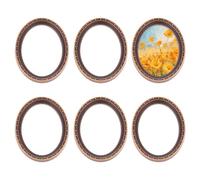 FINGERINSPIRE 6Pcs Mini Vintage Oval Photo Frame, Red Copper Alloy Miniature Jewelry Display Frames Photography Picture Frame DIY Small Oval Photo Frames for Manicure Picture Home Decoration