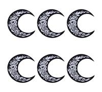 FINGERINSPIRE 6Pcs Moon Shape Flowers Embroidered Patch with Hot Melt Adhesive, 78x83mm Polyester Sew on/Iron on Patches Applique for Clothes Bags Sewing Accessory DIY Craft