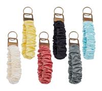 FINGERINSPIRE 6PCS Scrunchie Keychains 12.5CM Long 6 Color Wristlet Keychain with Durable Polyester Key Ring Bracelet Functional Women's Keychain Accessory for Running Shopping Dog Walking