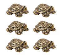 FINGERINSPIRE 6PCS Small Brass Turtle Decoration 26x21x11mm Miniature Brass Turtle Statue Tortoise Figurine Antique Gold Metal Statue Brass Tortoise Display Decoration for Home Decor Desk