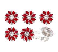 FINGERINSPIRE 6pcs Women's Rhinestone Button Covers 1inch Diameter Flower Shape Siam Crystal Cufflinks Button Cover Detachable Alloy Snap Buttons Clips Jewelry for Clothes Dress Suit Shirt Decoration