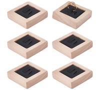 FINGERINSPIRE 6PCS Wooden Ring Display Stand Bamboo Wood Ring Display Stand With Black Leather Inside Couple Ring Display Rack Jewelry Ring Holder Organizer for Rings Storage Selling Rings Show