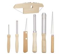 FINGERINSPIRE 7 PCS Pottery Tools Cutting Clay Trimming Tool Set Stainless Steel Clay Sculpting Tools with Wood Handle, Professional Carving Kit for Pottery, Ceramics & Clay Crafts