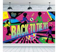 FINGERINSPIRE 70s Theme Backdrop Back to The 70's Party Banner with Hanging Rope 180x110cm/71x43 inch Disco Party Backdrop Polyester 70's Backdrop Background for Photography Outdoor Indoor Decor