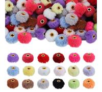 FINGERINSPIRE 72Pcs 18 Colors Mixed Super Soft Fluffy Faux Fur Pom Poms Beads with Alloy Core 14x12.5mm DIY Fluffy Pom Pom Beads Fluffy DIY Knitting Hat Pompoms Beads for Shoes Scarves Gloves