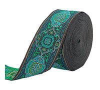 FINGERINSPIRE 7m Green Vintage Jacquard Ribbon 33mm Wide Emobridered Woven Ribbon Fabric Trim Fringe for DIY Clothing Accessories Embellishment St Patrick's Day Spring Decorations