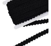 FINGERINSPIRE 8.2m Knit Crochet Tape Ribbon 22mm Wide Black Color Briaded Trim Ribbon for Sewing Polyester Crochet Tape Braided Clothes Accessories for DIY Crafts Clothes Dress Decoration