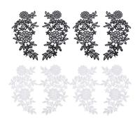 FINGERINSPIRE 8 Pcs Floral Embroidery Applique Black & White Polyester Sew On Patches 3D Vintage Design for DIY Clothing Home Textile & Accessories Dress Shoes Garment Decoration