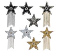 FINGERINSPIRE 8 PCS Rhinestone Star Applique Repair Patch Iron on Patches Tassels Sparkling Crystal Star Appliques Hot Glue Rhinestone Stars Glitter Crystal Patches for Clothing Dress Hat Bag Jacket