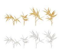 FINGERINSPIRE 8PCS Bamboo Leaf Patch 8Style Gold and Silver Embroidered Leaf Applique Iron On Leaves Patch Polyester Bamboo Patches Natural Theme Applique for DIY Clothing Decoration and Craft Project