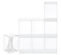 FINGERINSPIRE 8Pcs Figures Display Case 7.7x6.5x10.8cm Stackable Plastic Display Box Model Display Case with White Base Rectangle Clear Display Box Plastic Storage Showcase for Minifigures Collections