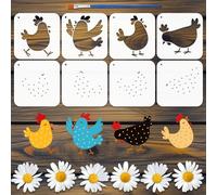 FINGERINSPIRE 8PCS Layered Polka Dot Chicken Painting Stencil with Paint Brush 15x15cm Decorative Chicken Silhouette Drawing Template Plastic PET Polka Dots Stencil Animal Theme Template for DIY