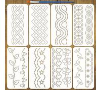 FINGERINSPIRE 8PCS Quilting Stencils with 1Pc Plastic Brush 30x15cm Sashiko Stencils Plastic Sewing Patchwork Quilt Template Geometric Sashiko Pattern Template for Sewing Hand Quilting and Embroidery