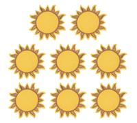 FINGERINSPIRE 8Pcs Sun Sew on Appliques Gold Sunshine Embroidery Cloth Patches 7.5cm Polyester Sun Badge Sign Patch Sun Shape Sewing Applique Decorative Repair Patch for Backpack Jacket Jeans Clothes
