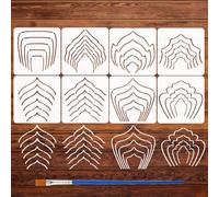 FINGERINSPIRE 8PCS Symmetrical Pattern Painting Stencils with Paint Brush 15x15cm Mandala Dotting Template Creative Symmetrical Lines Stencil DIY Daily Theme Template for Furniture Decoration
