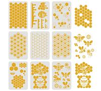 FINGERINSPIRE 9 pcs Honeycomb Stencils Set 29.7x21cm Bee Stencils for Painting Reusable Honeycomb Pattern Template Rhombic Stencil for Painting on Wall, Floor, Furniture, Wood and Paper