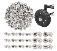 FINGERINSPIRE 90PCS Push Nut Axle Cap 6 Sizes Axle Cap Nut Platinum Color Flat Round Iron Supplies for Wheel Protection Hand Truck Dolly Skateboard Protection for Wheel Hub Garden Cart Equipment
