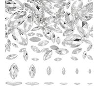 FINGERINSPIRE 94 Pcs Pointed Back Rhinestone 6 Sizes Glass Rhinestones Gems Clear Horse Eye Jewels Embelishments with Silver Plated Back Crystals Stones for Craft Decor Jewelry Making